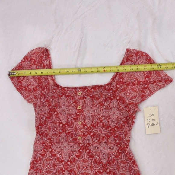 Live To Be Spoiled Patterned Short Sleeve Dress - Picture 10 of 16